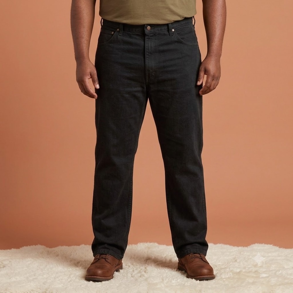 Rustler Jeans Men's 40x30 Black Straight Leg Cotton‎ Denim